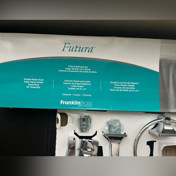 Franklin Brass Futura - Toilet Paper Holder, Shower Hook Towel Ring set Chrome - Picture 5 of 6